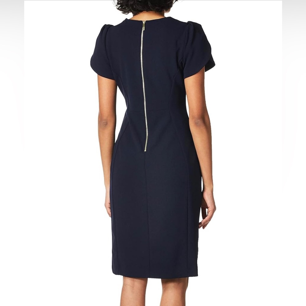NWT Calvin Klein Pleated-Sleeve Sheath Dress - Picture 3 of 9